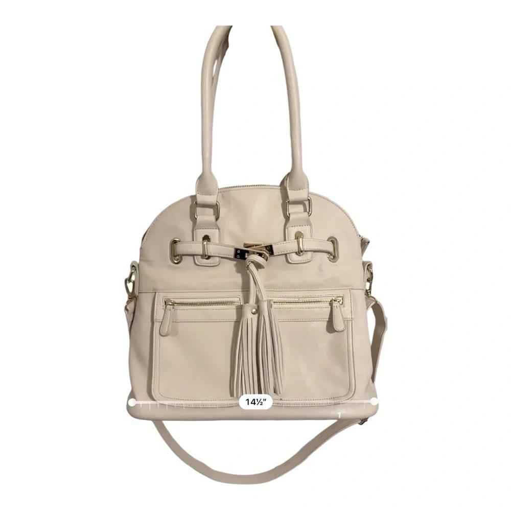 Downeast Basics Tassel Purse Handbag Light Beige NWOT Classic Bohemian
